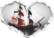 Gewaltiges Segelschiff 3D Wandtattoo Herz