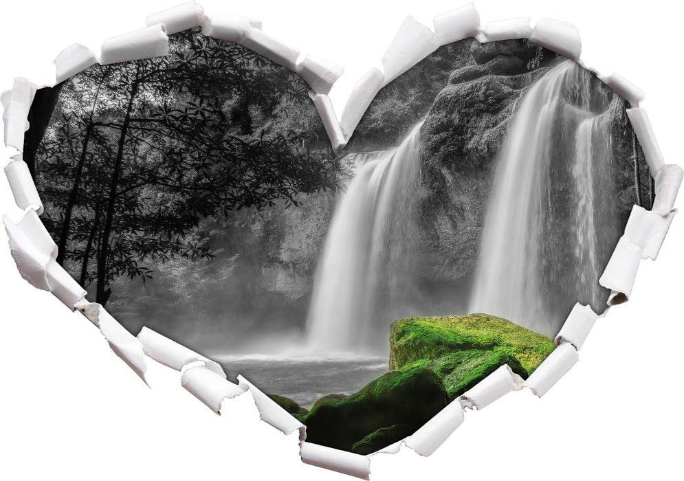 Wasserfall im Dschungel 3D Wandtattoo Herz