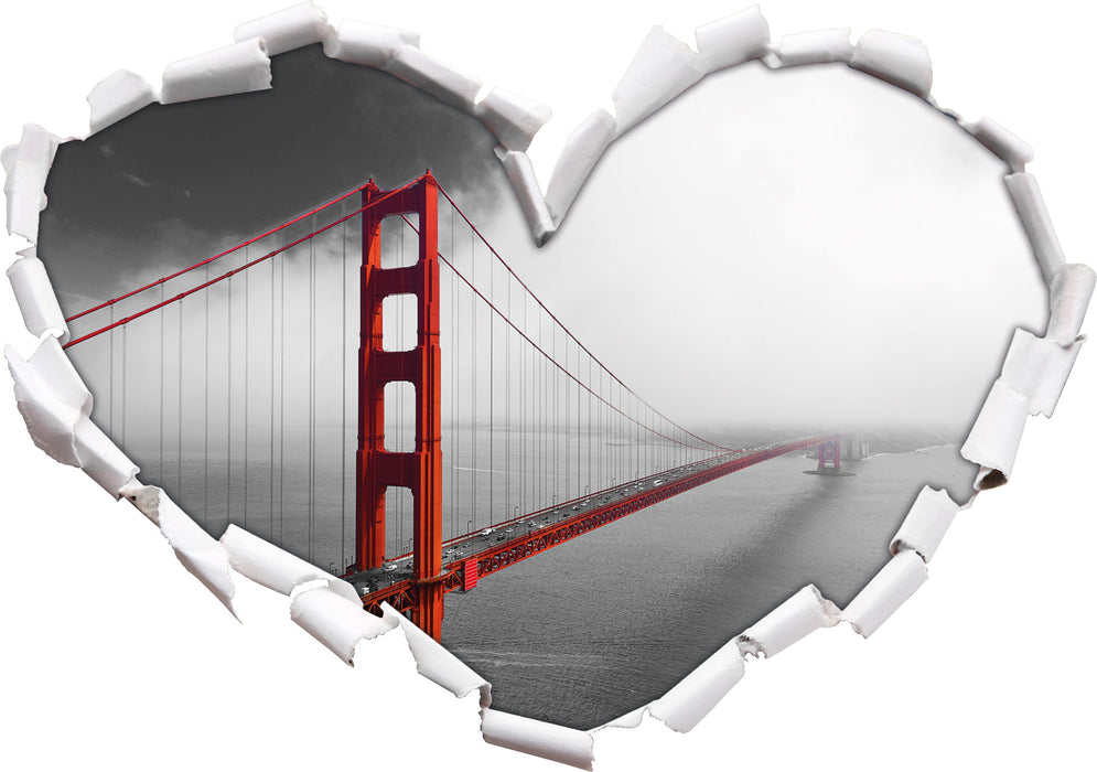 Golden Gate Bridge USA 3D Wandtattoo Herz