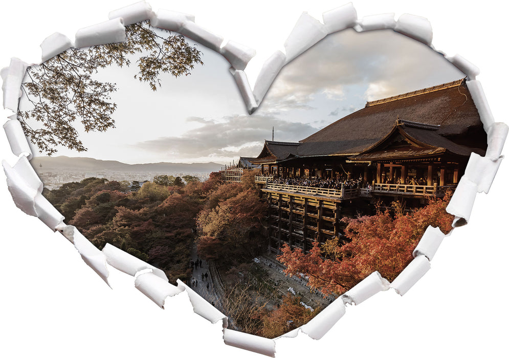 Kiyomizu-dera Tempel in Kyoto 3D Wandtattoo Herz