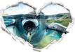 Pinguin im Wasser  3D Wandtattoo Herz