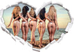Fünf sexy Frauen am Strand 3D Wandtattoo Herz
