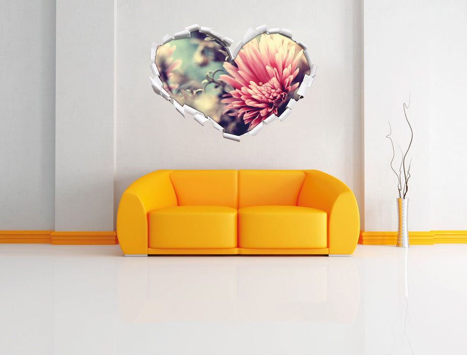 Romantische Blumen 3D Wandtattoo Herz Wand