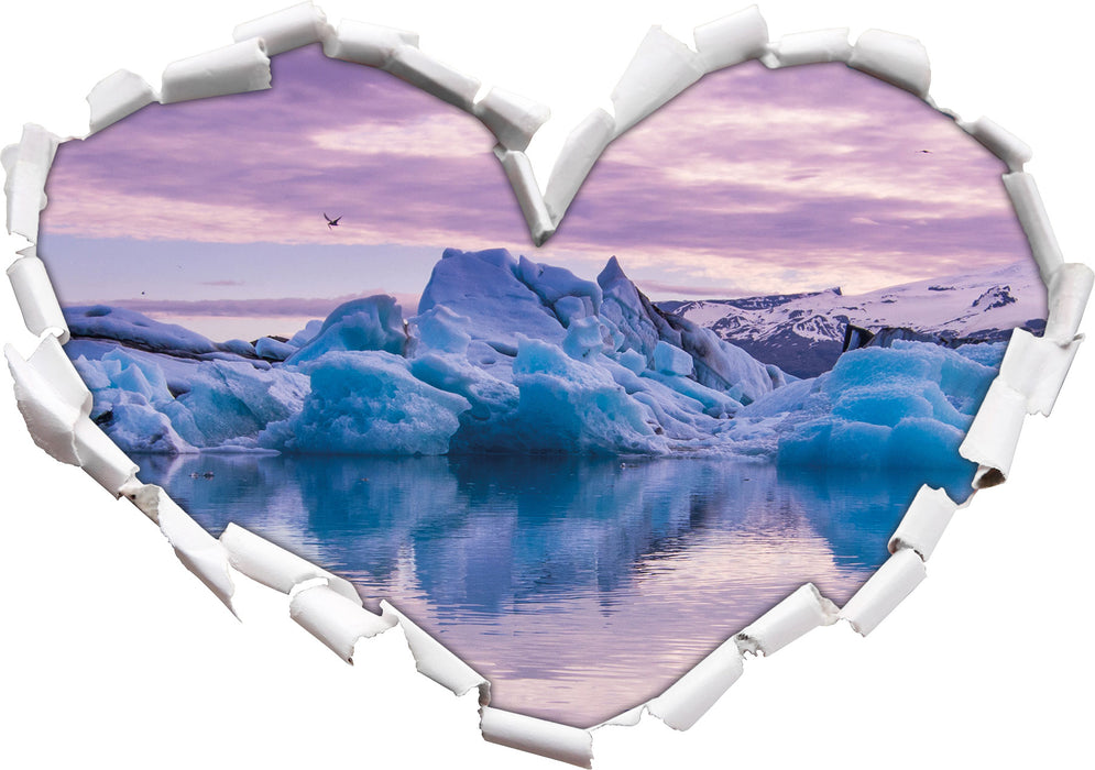 Wunderschöne Eisberglandschaft  3D Wandtattoo Herz