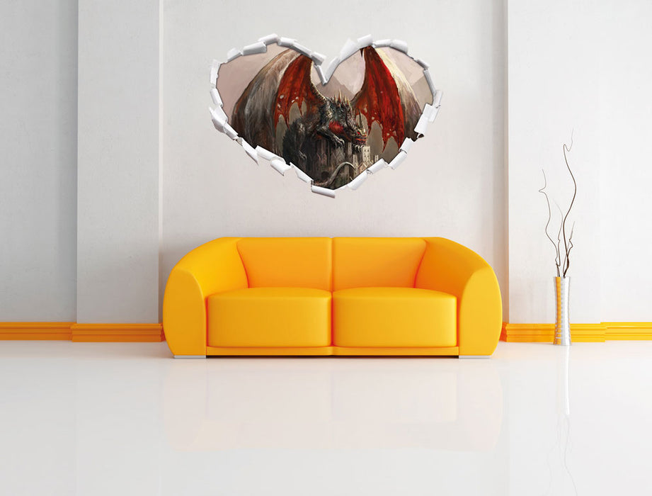 Dragon castle 3D Wandtattoo Herz Wand