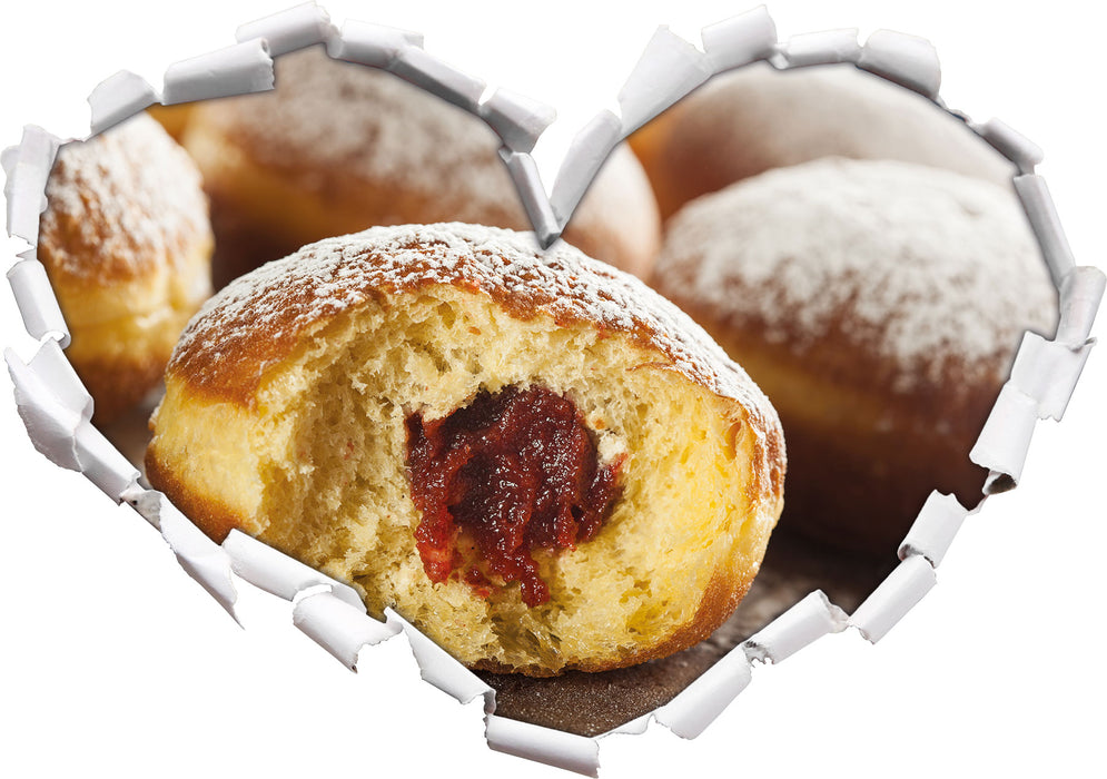 Lecker gefüllte Krapfen  3D Wandtattoo Herz