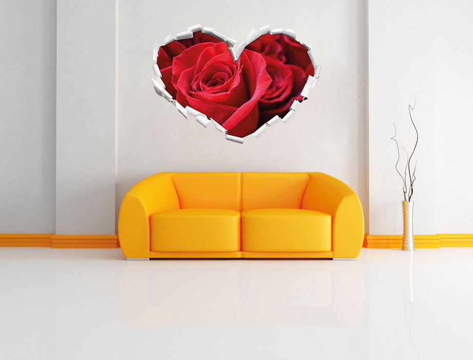 Romantische Rosen 3D Wandtattoo Herz Wand