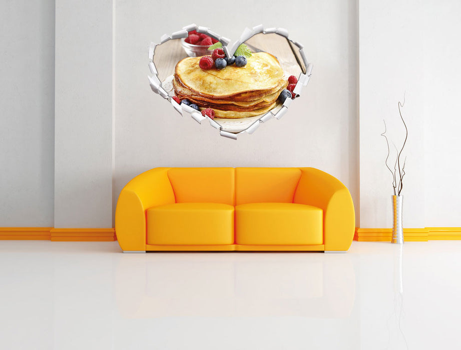 Süße Pfannkuchen mit Beeren 3D Wandtattoo Herz Wand