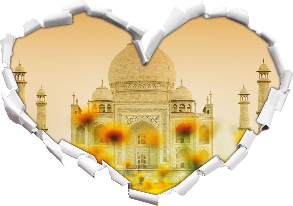 Taj Mahal im Sommer  3D Wandtattoo Herz