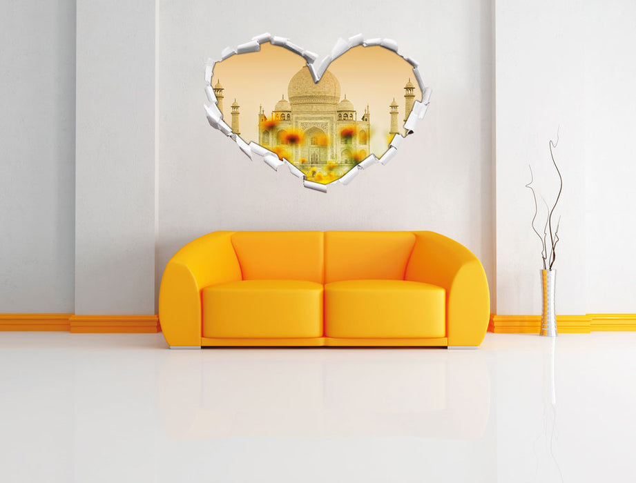 Taj Mahal im Sommer 3D Wandtattoo Herz Wand