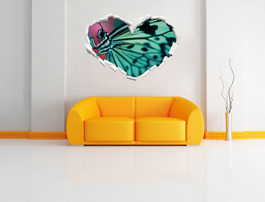 Wunderschöner Schmetterling 3D Wandtattoo Herz Wand