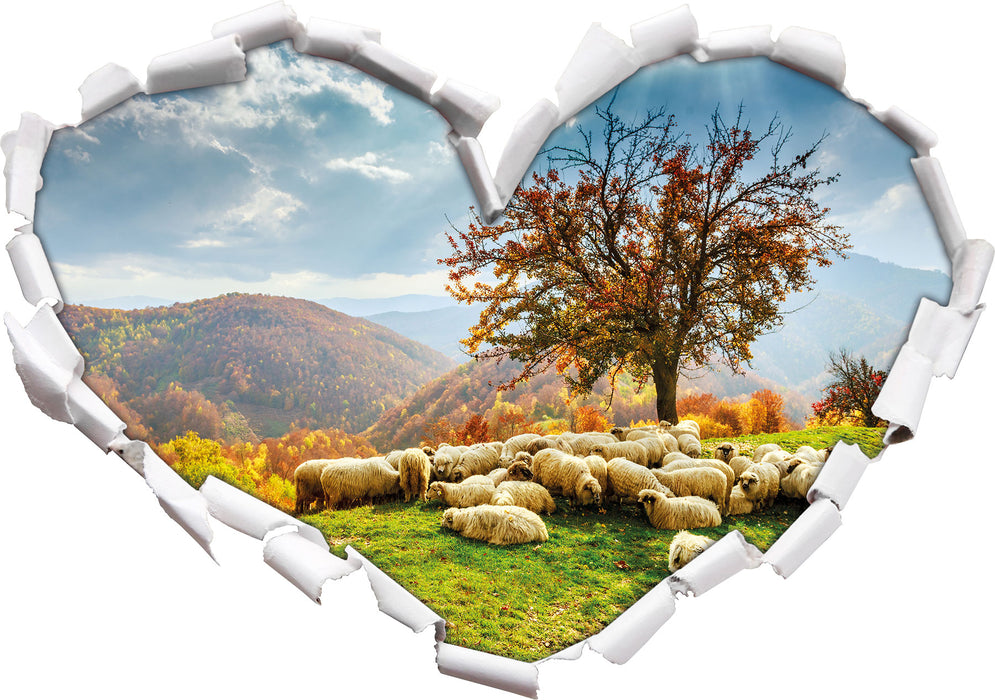 Romanian Carpathians Gebirge  3D Wandtattoo Herz