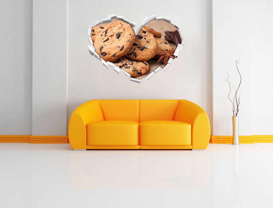 Cookies mit Schokostückchen 3D Wandtattoo Herz Wand