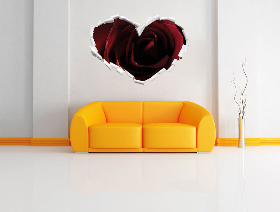 Rote Rose 3D Wandtattoo Herz Wand
