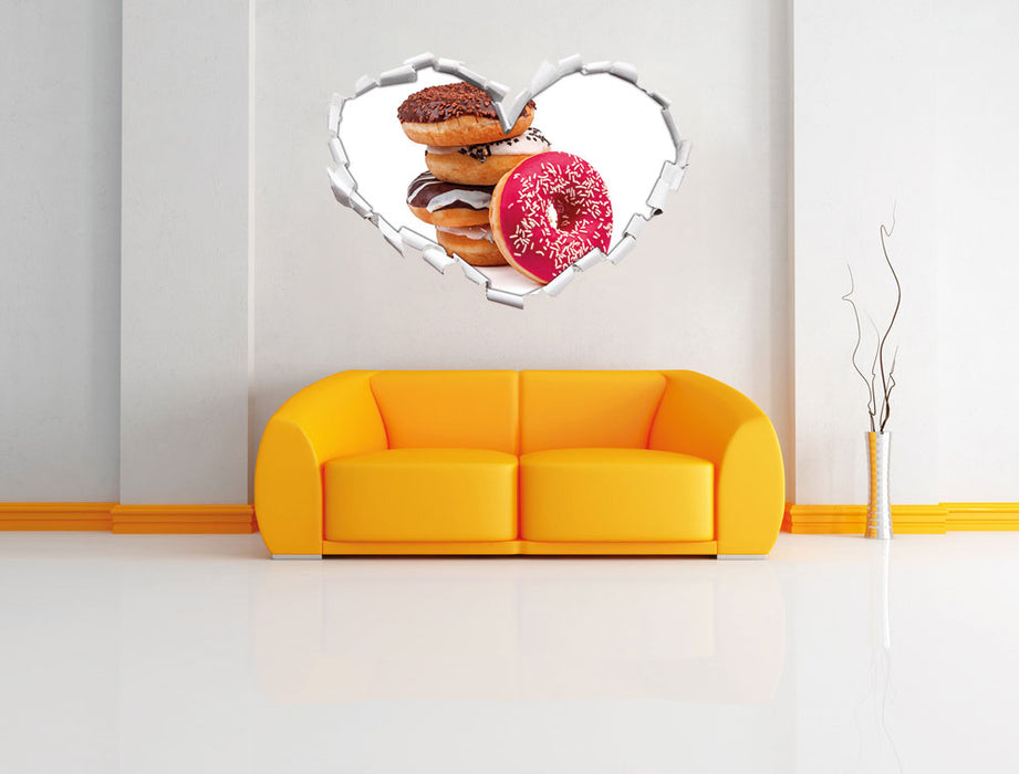 Süße Donuts 3D Wandtattoo Herz Wand