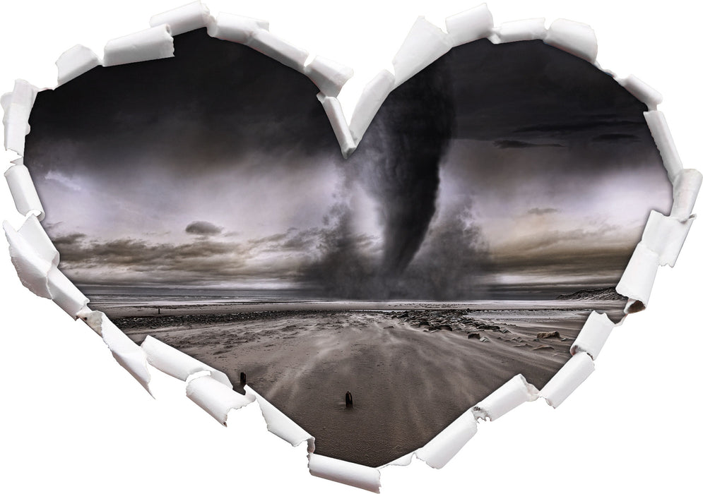 Dramatischer Tornado  3D Wandtattoo Herz