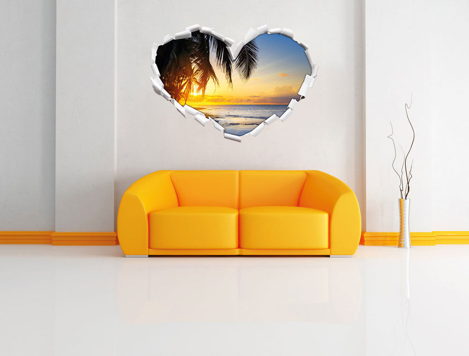 Romantischer Karibikstrand 3D Wandtattoo Herz Wand