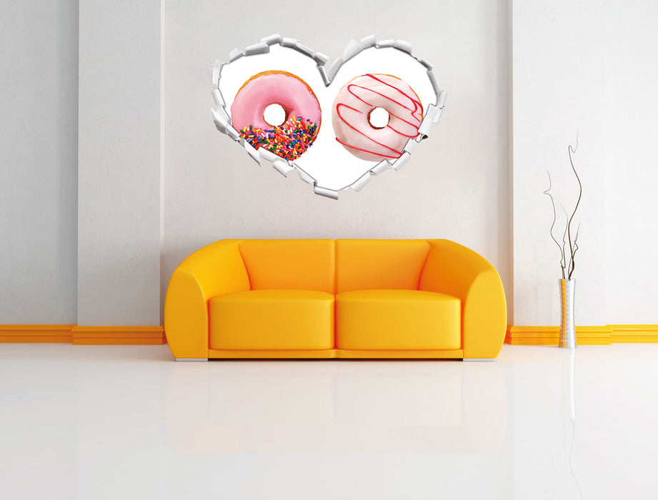 Glasierte Donuts 3D Wandtattoo Herz Wand