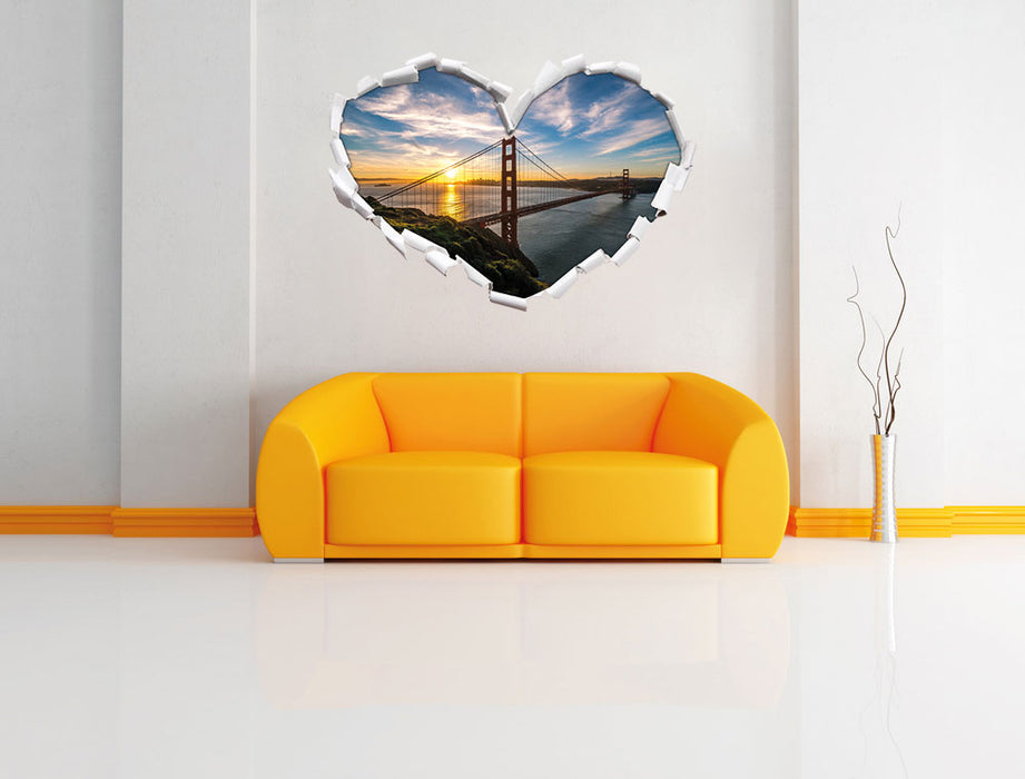 Golden Gate Bridge 3D Wandtattoo Herz Wand