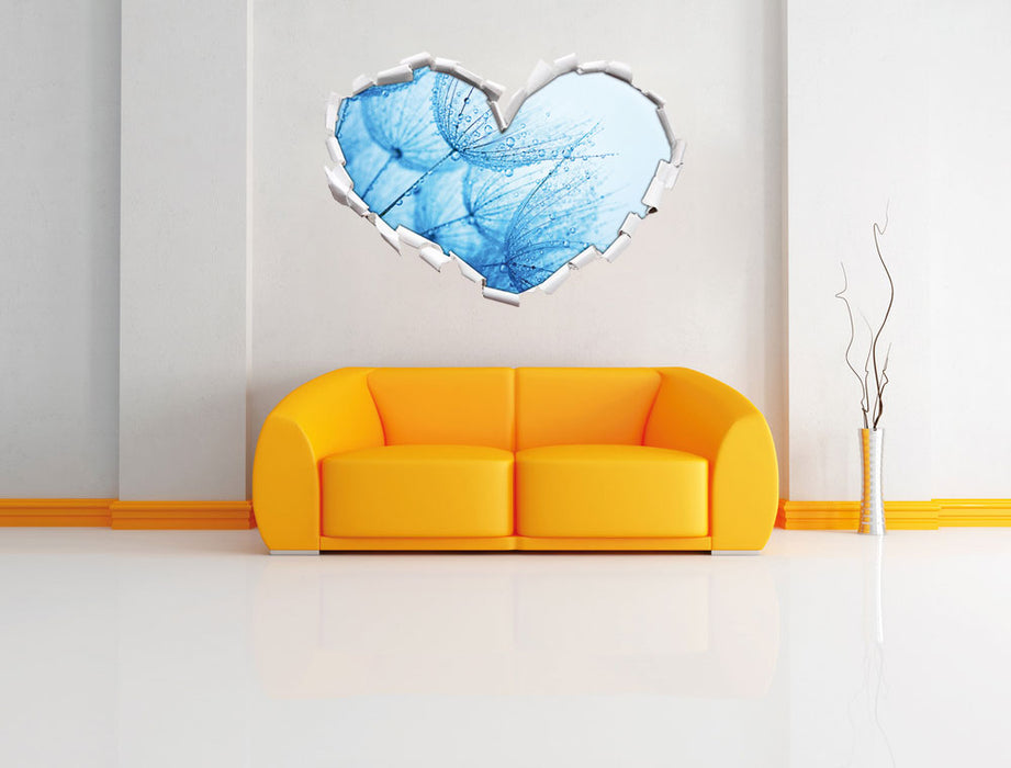 Tropfen bedeckte Pusteblumen 3D Wandtattoo Herz Wand