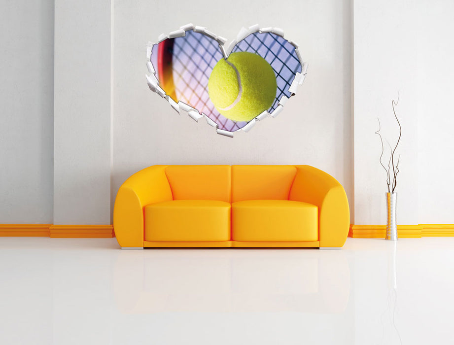 Tennisschläger Tennisball 3D Wandtattoo Herz Wand
