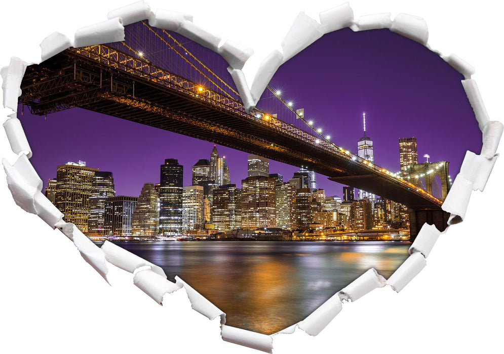 Skyline von Manhattan  3D Wandtattoo Herz