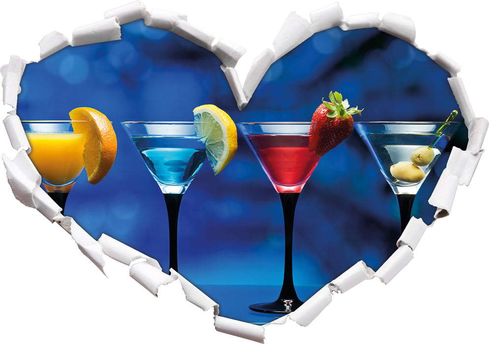 Vier Martinis  3D Wandtattoo Herz