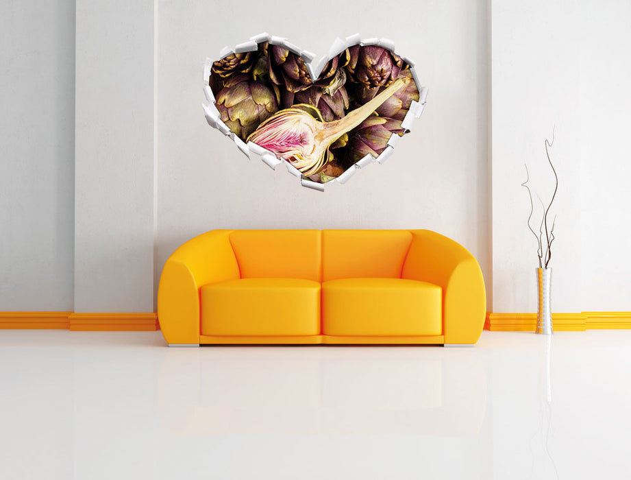 Aufgeschnittene Artischocke 3D Wandtattoo Herz Wand