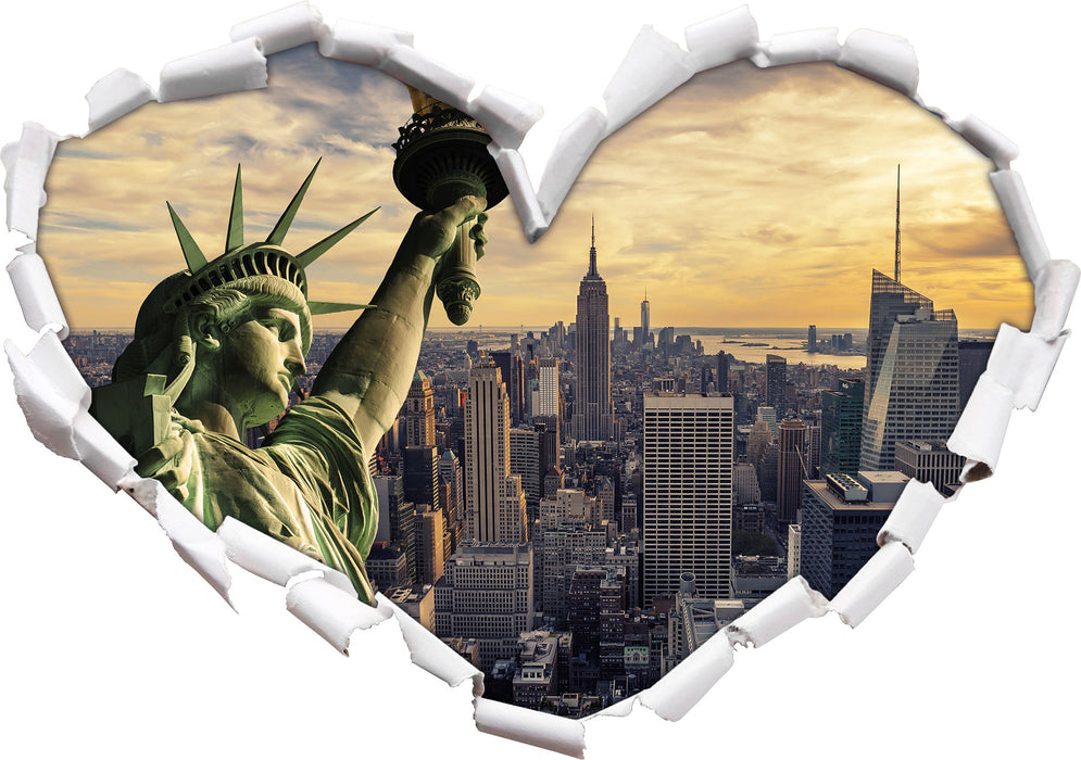 Freiheitsstatue in New York 3D Wandtattoo Herz