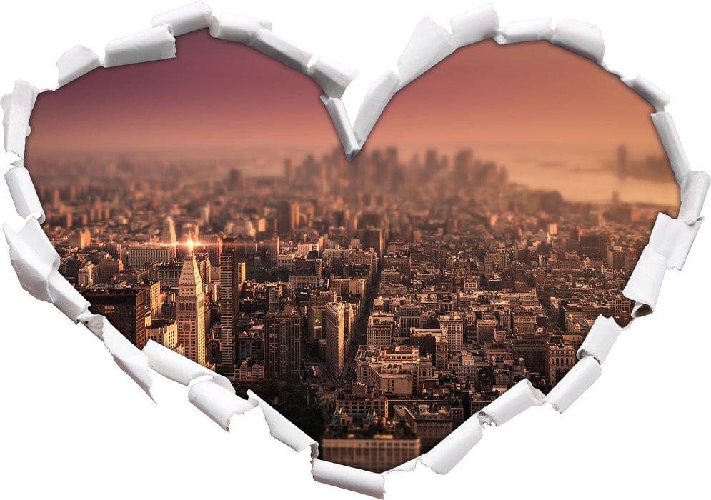 New York City bei Sonnenuntergang  3D Wandtattoo Herz