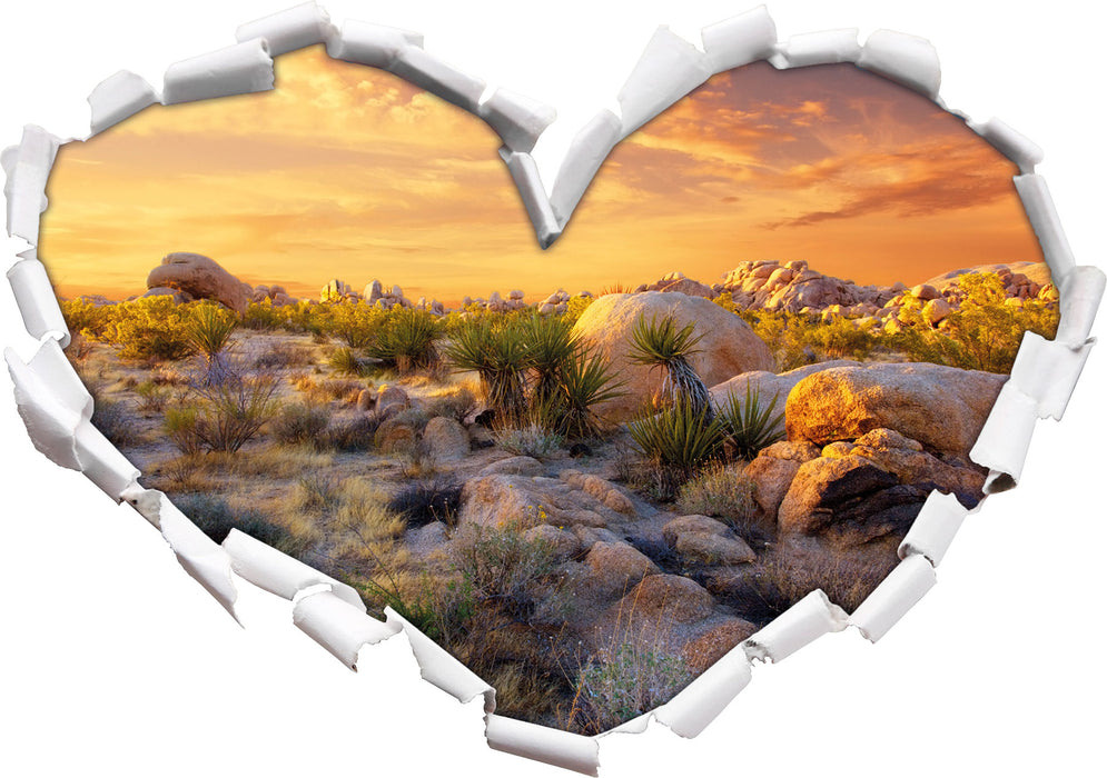 Joshua Wüste im Sonnenuntergang 3D Wandtattoo Herz