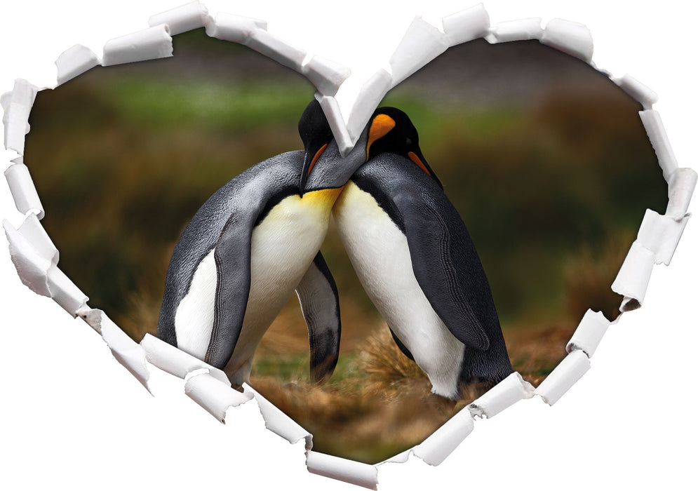 Pinguine in der Antarktis  3D Wandtattoo Herz