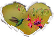 Kolibri trinkt vom Blütennektar  3D Wandtattoo Herz