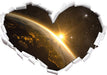 Die Sonne und Erde im Weltall  3D Wandtattoo Herz