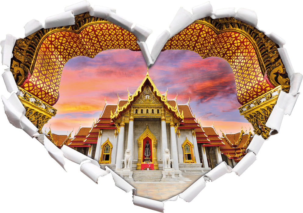 Marmortempel von Bangkok  3D Wandtattoo Herz