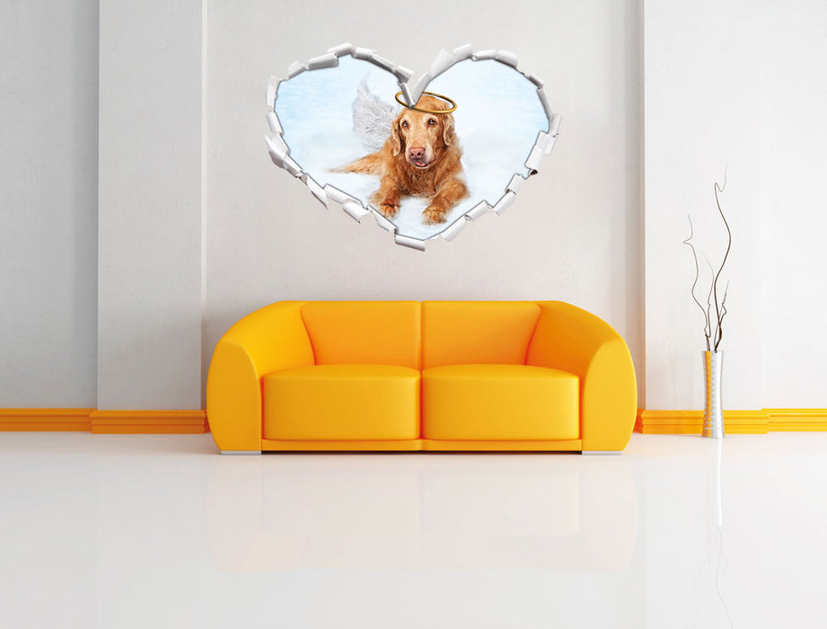 Hundeengel auf Wolke# 3D Wandtattoo Herz Wand