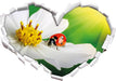 Marienkäfer auf einer weißen Blume 3D Wandtattoo Herz