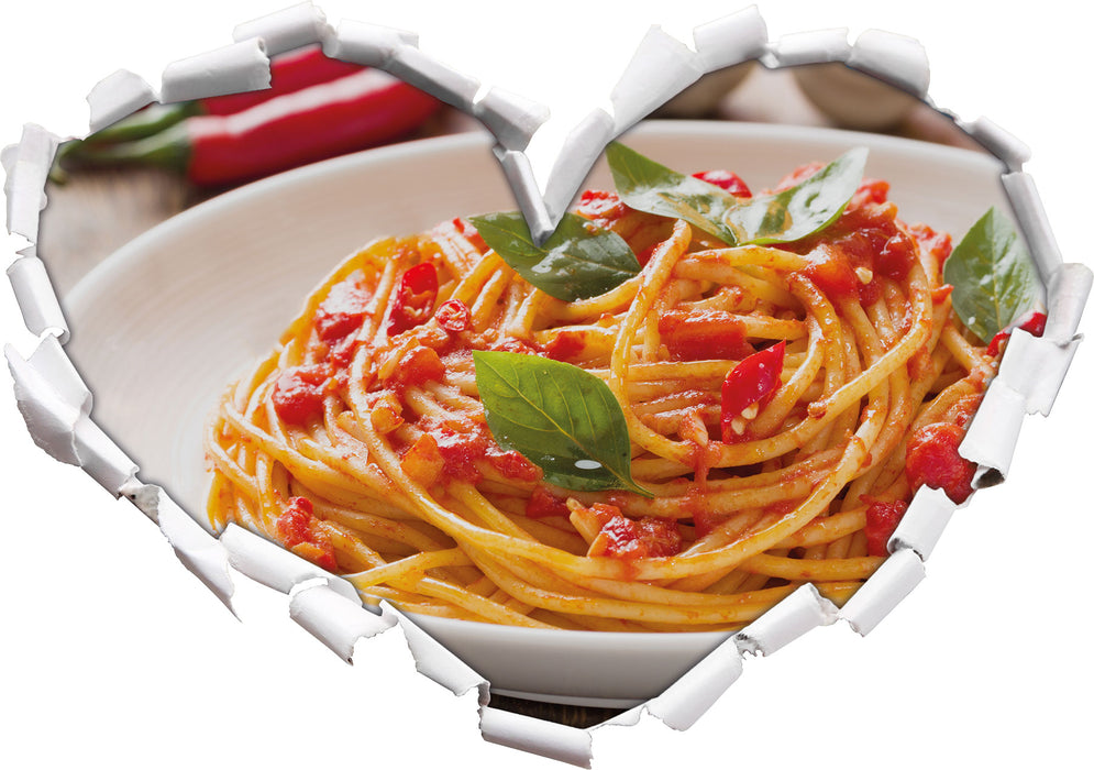 Rustikale italienische Spaghetti  3D Wandtattoo Herz