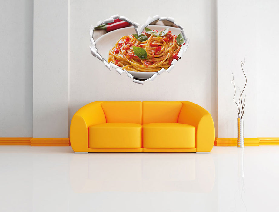 Rustikale italienische Spaghetti 3D Wandtattoo Herz Wand