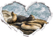 Seelöwen an einer Bucht  3D Wandtattoo Herz