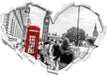 Typische Telefonzelle in London  3D Wandtattoo Herz