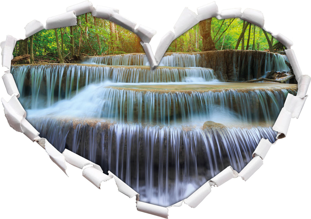 Wasserfall im Regenwald  3D Wandtattoo Herz