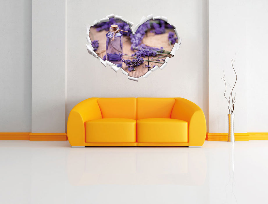 Frische Lavendelblüten 3D Wandtattoo Herz Wand