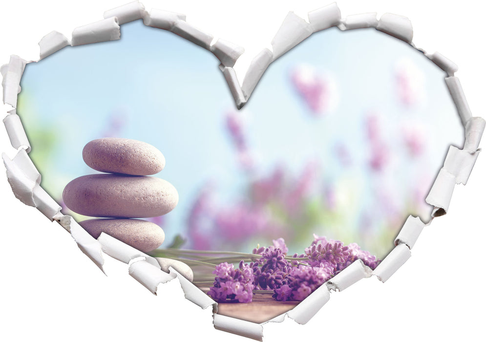 Lavendel Spa-Stillleben 3D Wandtattoo Herz