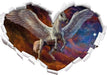 Weißer Pegasus mit Engelsflügel  3D Wandtattoo Herz