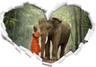 wunderschöner Elefant mit Mönch  3D Wandtattoo Herz