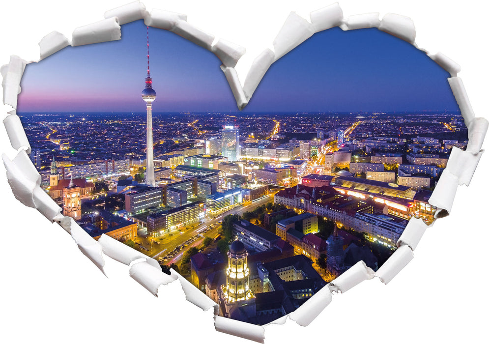 Berlin City Panorama  3D Wandtattoo Herz