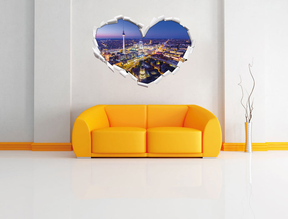 Berlin City Panorama 3D Wandtattoo Herz Wand