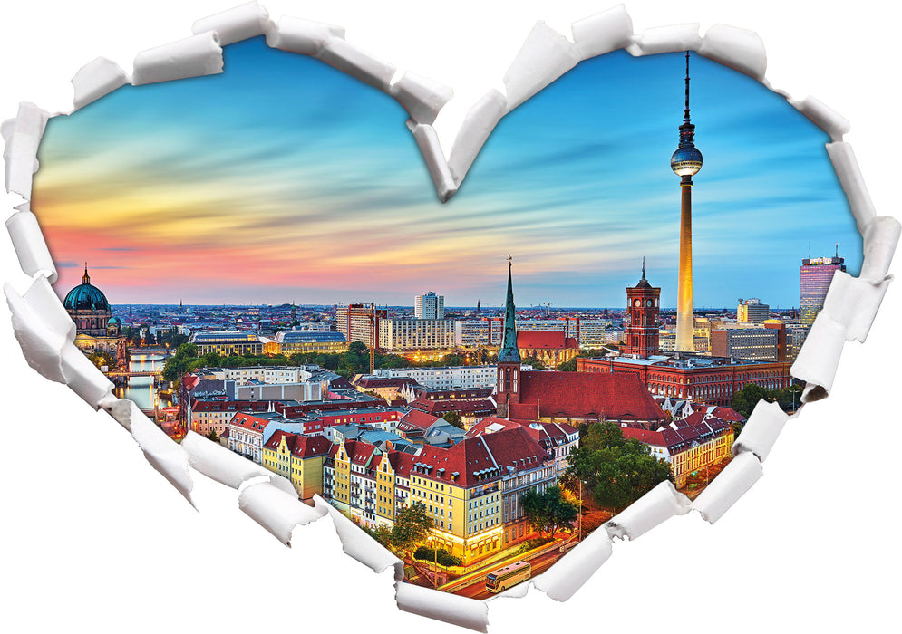 Berlin Panorama 3D Wandtattoo Herz