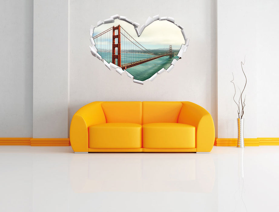 Golden Gate Bridge 3D Wandtattoo Herz Wand